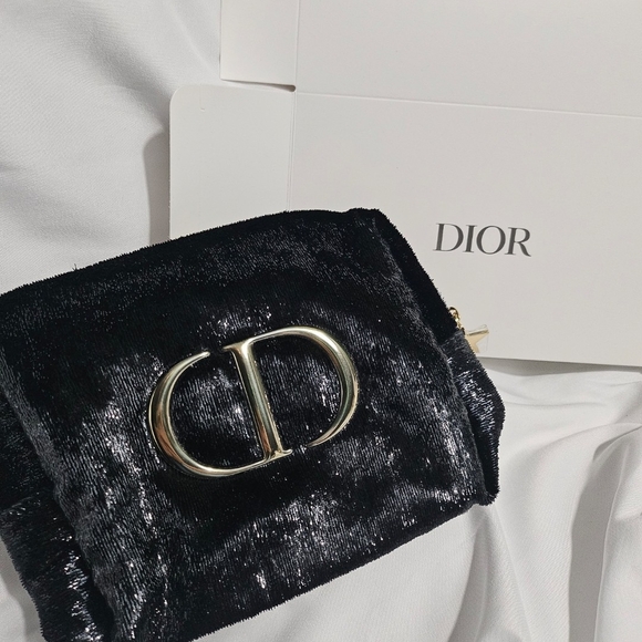 Dior Shimmering Black Clutch with Gold Logo - Picture 1 of 2